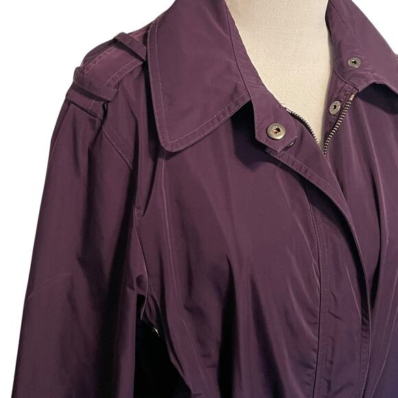 Lauren Ralph Lauren Trench Coat Womens Medium Purple Belted Rain Jacket Gorpcore - Picture 2 of 6